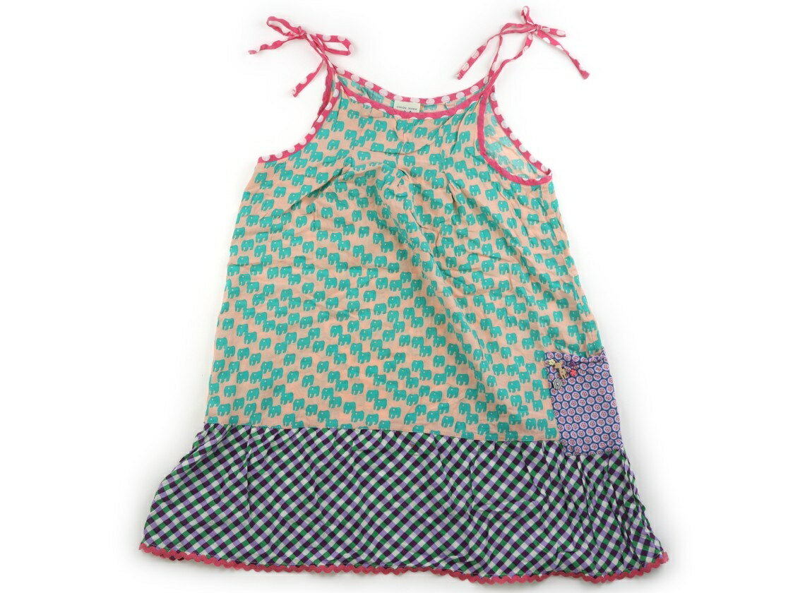 Dresses - ユニカ UNICA ワンピース 120 女の子 ベージュ・グリーンゾウ・パープル系チェック 子供服 ベビー服 キッズ アウトレット ユーズド 【中古】キッズ・ベビー・マタニティ