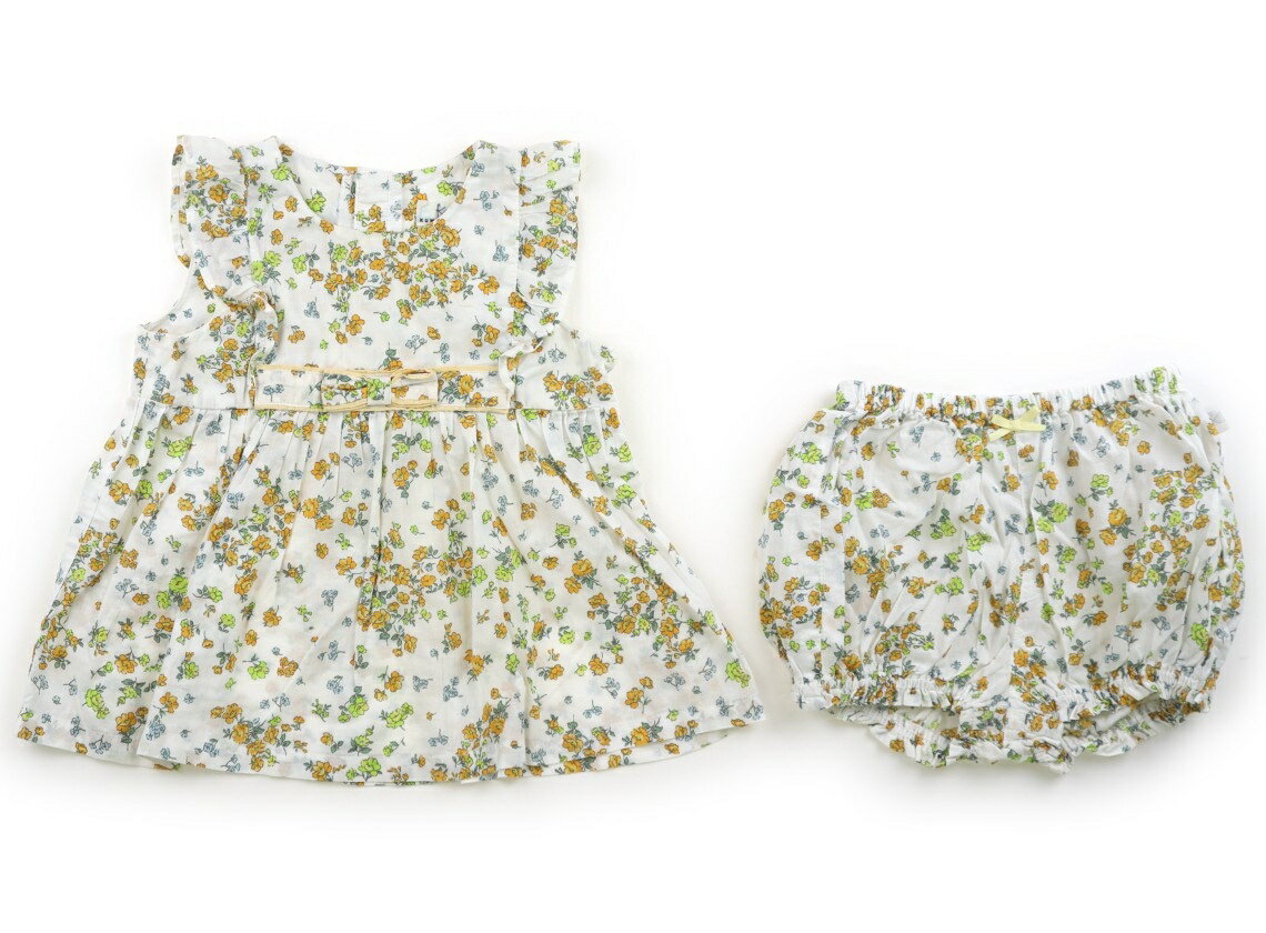 組曲 Kumikyoku 上下セット 90 女の子 白、黄色・青花柄 子供服 ベビー服 キッズ アウトレット ユーズド 【中古】キッズ・ベビー・マタニティ