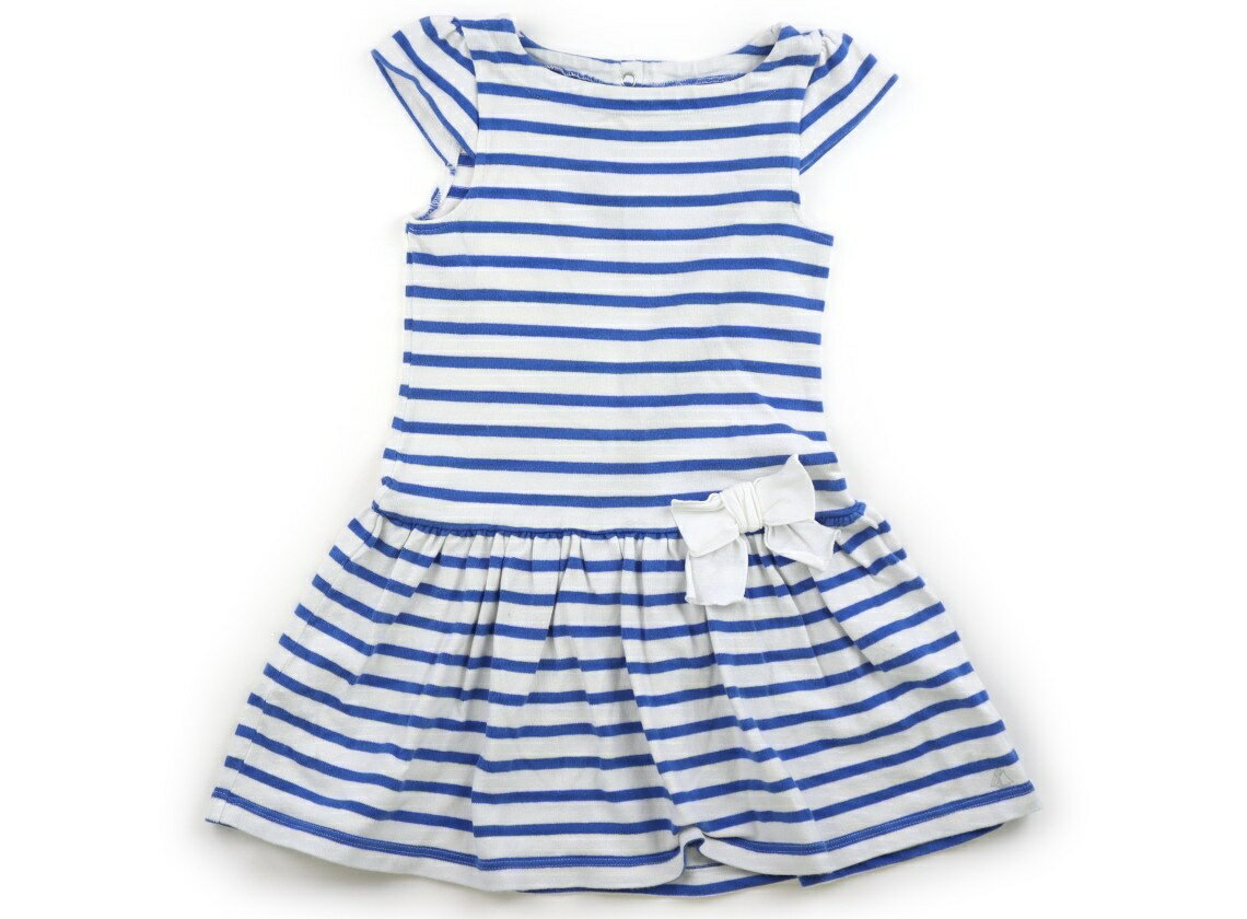 プチバトー PETIT BATEAU ワンピース 110 女の子 白、ブルーボーダー、リボン 子供服 ベビー服 キッズ アウトレット ユーズド 【中古】キッズ・ベビー・マタニティ