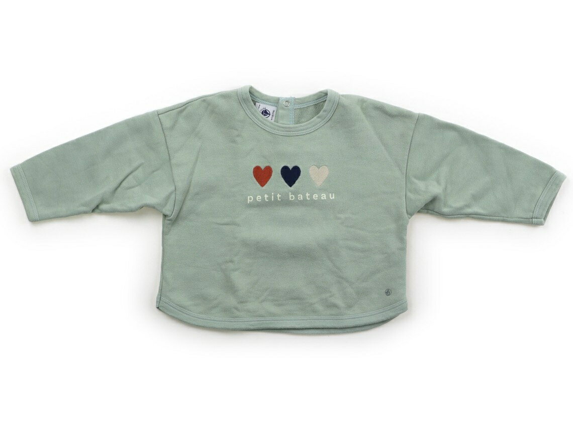 プチバトー PETIT BATEAU トレーナー・プルオーバー 80 女の子 ピスタチオグリーン、ハート 子供服 ベビー服 キッズ アウトレット ユーズド 【中古】キッズ・ベビー・マタニティ