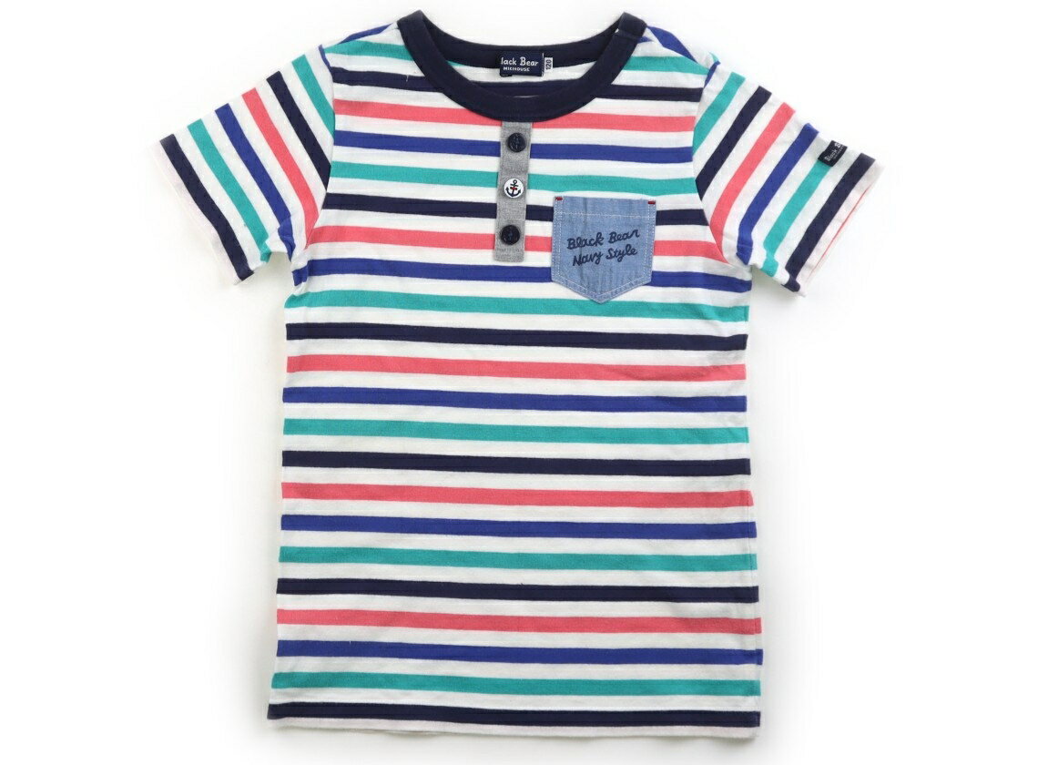 Rakuten - ミキハウス miki HOUSE Tシャツ・カットソー 120 女の子 ネイビー・ピンク・グリーン系ボーダー 子供服 ベビー服 キッズ アウトレット ユーズド 【中古】キッズ・ベビー・マタニティ