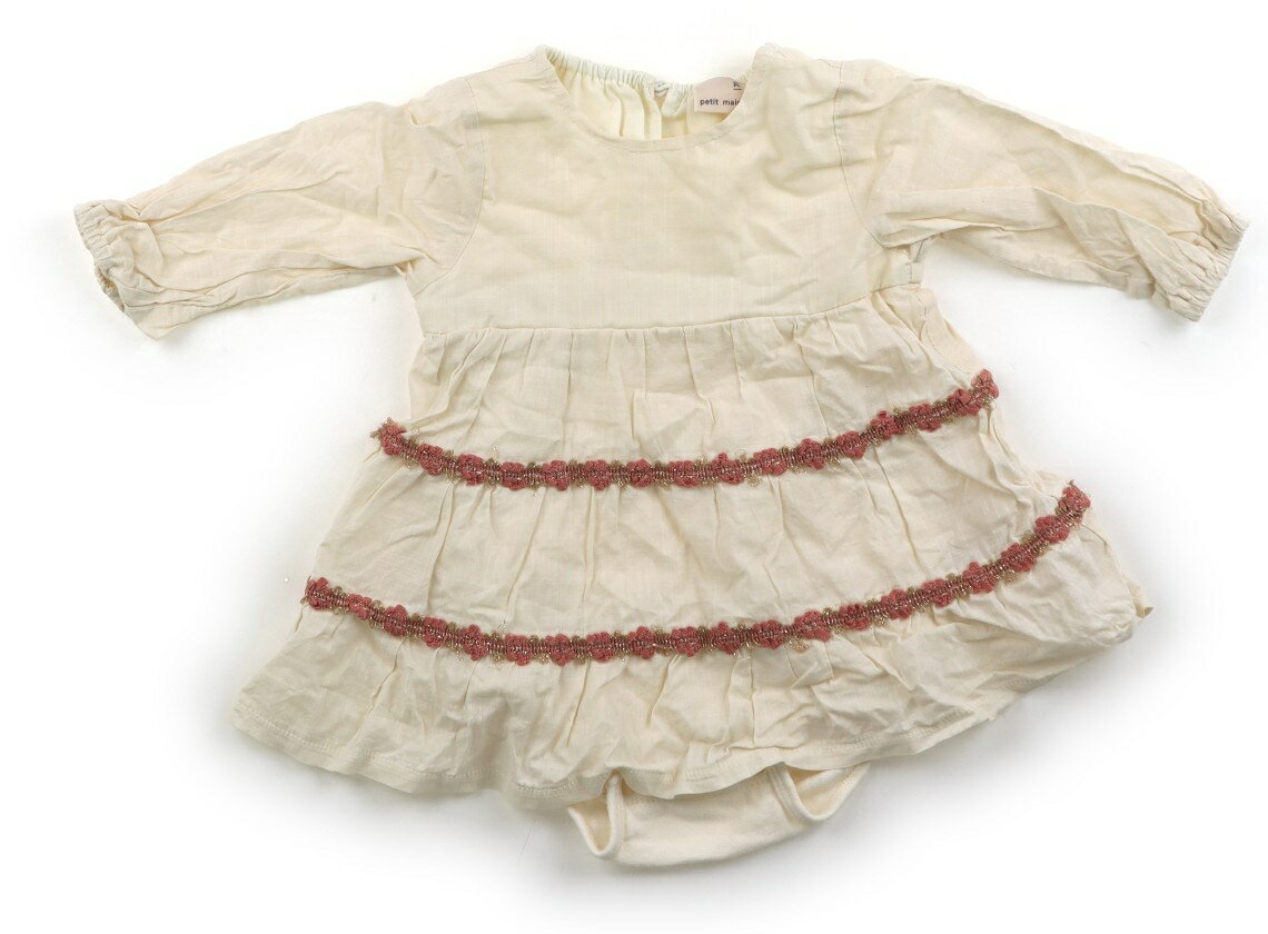 Rakuten - プティマイン petit main ロンパース 70 女の子 アイボリー、ピンク・ゴールドのリボン装飾 子供服 ベビー服 キッズ アウトレット ユーズド 【中古】キッズ・ベビー・マタニティ