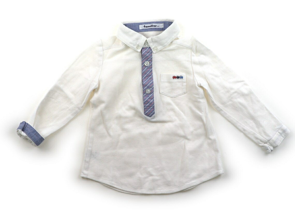 ファミリア familiar シャツ・ブラウス 100 男の子 白、ブルー 子供服 ベビー服 キッズ アウトレット ユーズド 【中古】キッズ・ベビー・マタニティ