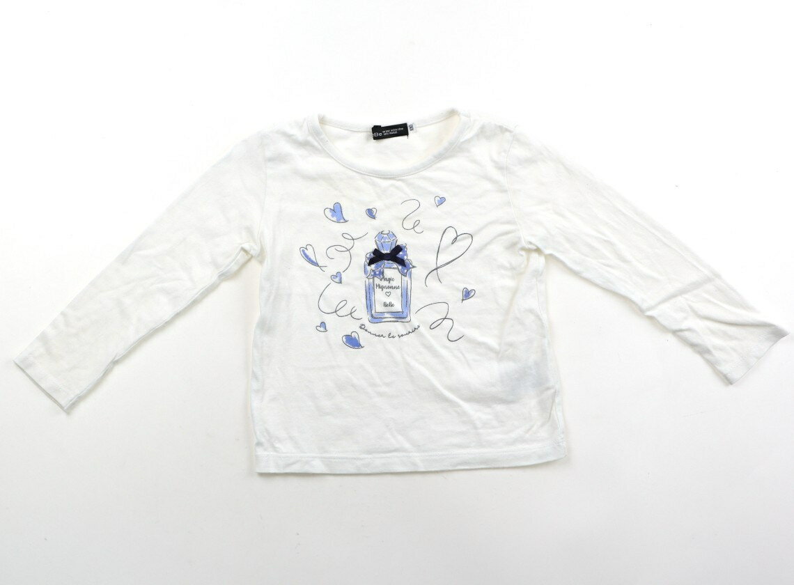 べべ BeBe Tシャツ・カットソー 100 女の子 白・青・シルバー・香水柄 子供服 ベビー服 キッズ アウトレット ユーズド 【中古】キッズ・ベビー・マタニティ