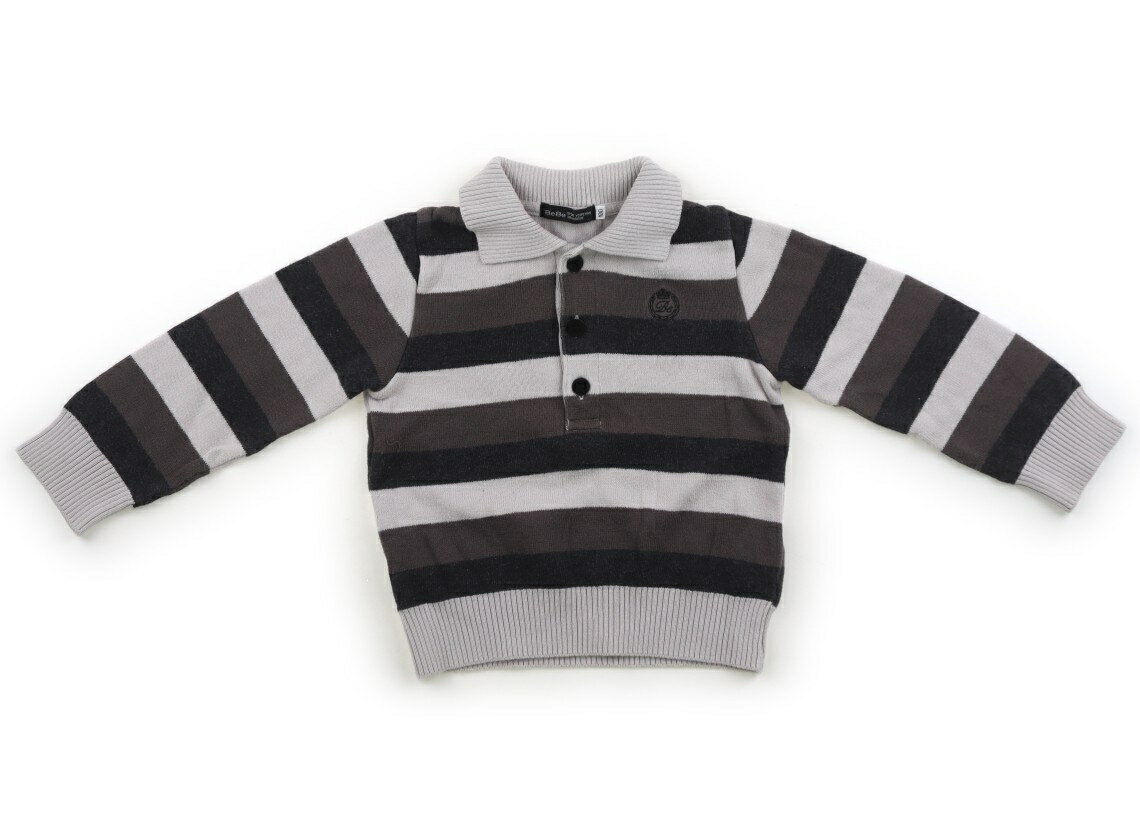 べべ BeBe ニット・セーター 100 男の子 ライトグレー、グレーボーダー 子供服 ベビー服 キッズ アウトレット ユーズド 【中古】キッズ・ベビー・マタニティ