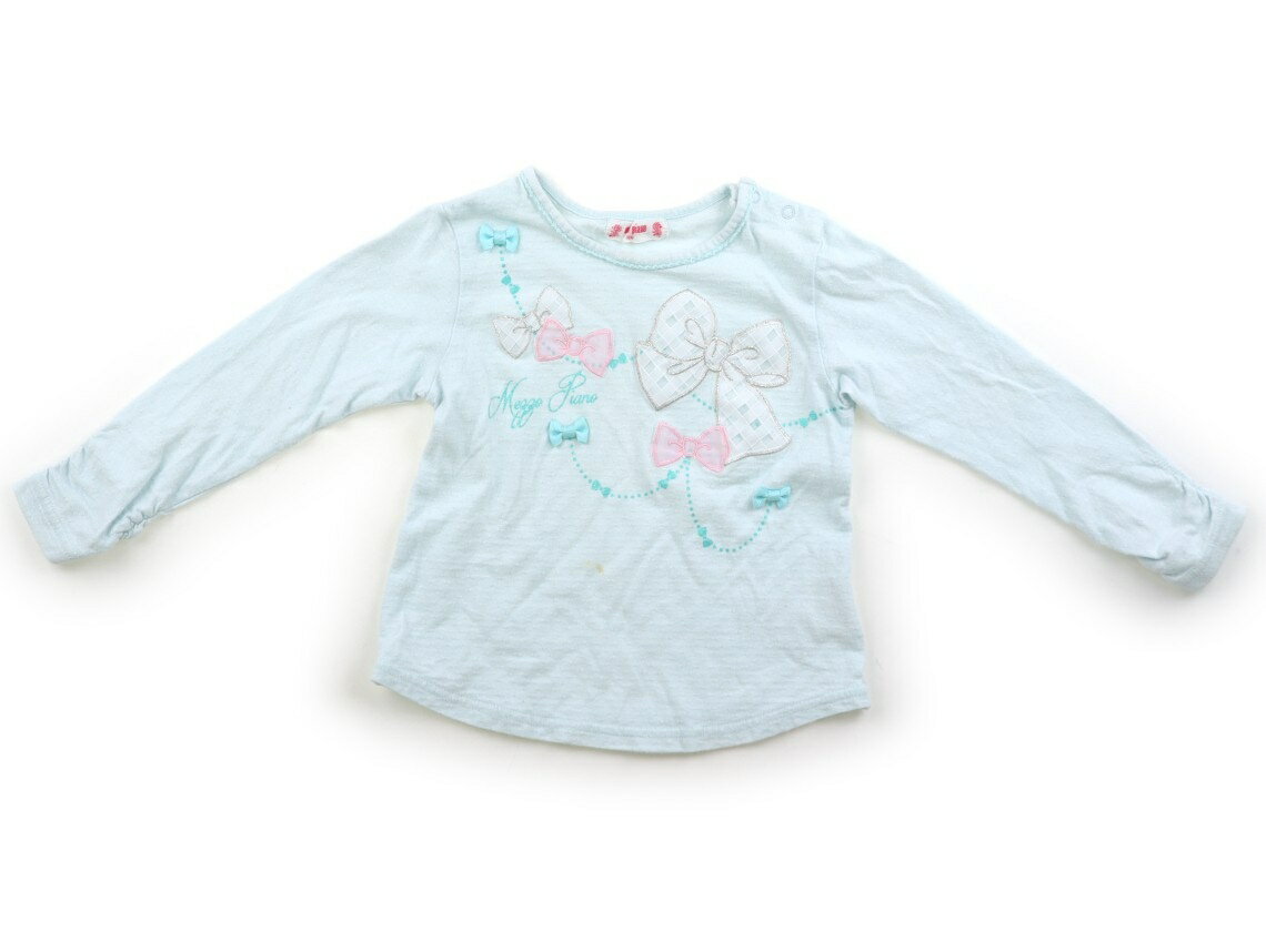 メゾピアノ mezzo piano Tシャツ・カットソー 100 女の子 ライトブルー・プリント・アップリケ 子供服 ベビー服 キッズ アウトレット ユーズド 【中古】キッズ・ベビー・マタニティ
