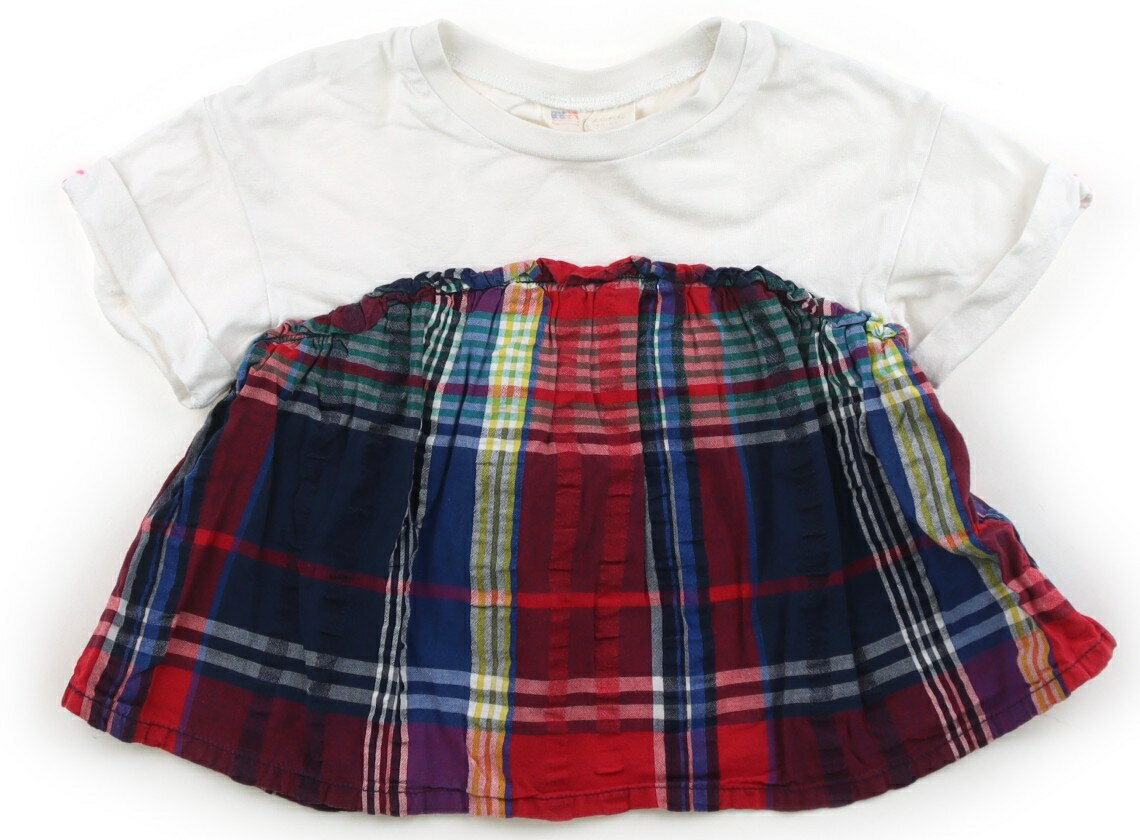 T-Shirts （Short Sleeve） - ダディーオーダディー Daddy Oh Daddy Tシャツ・カットソー 80 女の子 白、紺・ピンクチェック 子供服 ベビー服 キッズ アウトレット ユーズド 【中古】キッズ・ベビー・マタニティ