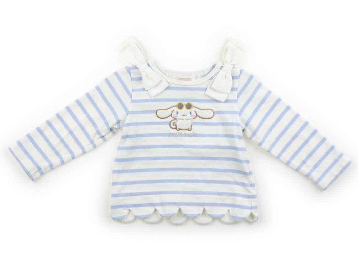 Rakuten - プティマイン petit main Tシャツ・カットソー 80 女の子 ホワイト・ライトパープルボーダー 子供服 ベビー服 キッズ アウトレット ユーズド 【中古】キッズ・ベビー・マタニティ