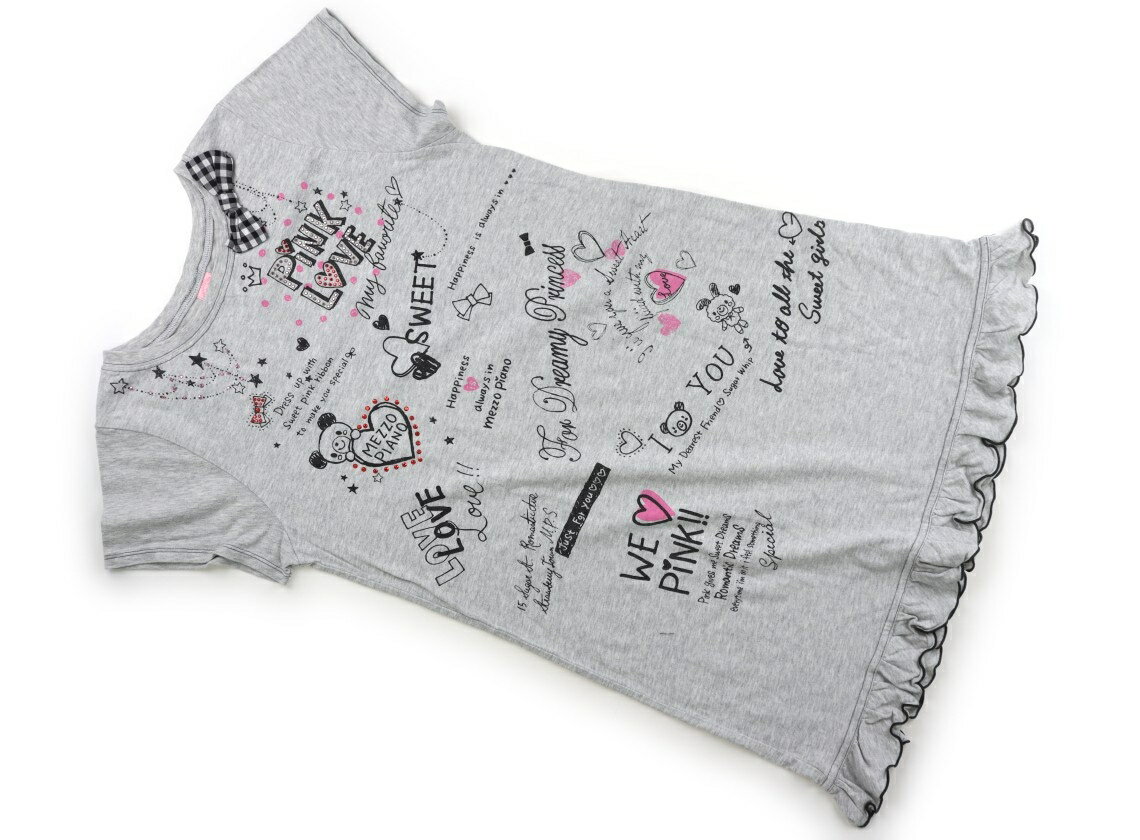 メゾピアノ mezzo piano ワンピース 150 女の子 グレー・プリント 子供服 ベビー服 キッズ アウトレット ユーズド 【中古】キッズ・ベビー・マタニティ