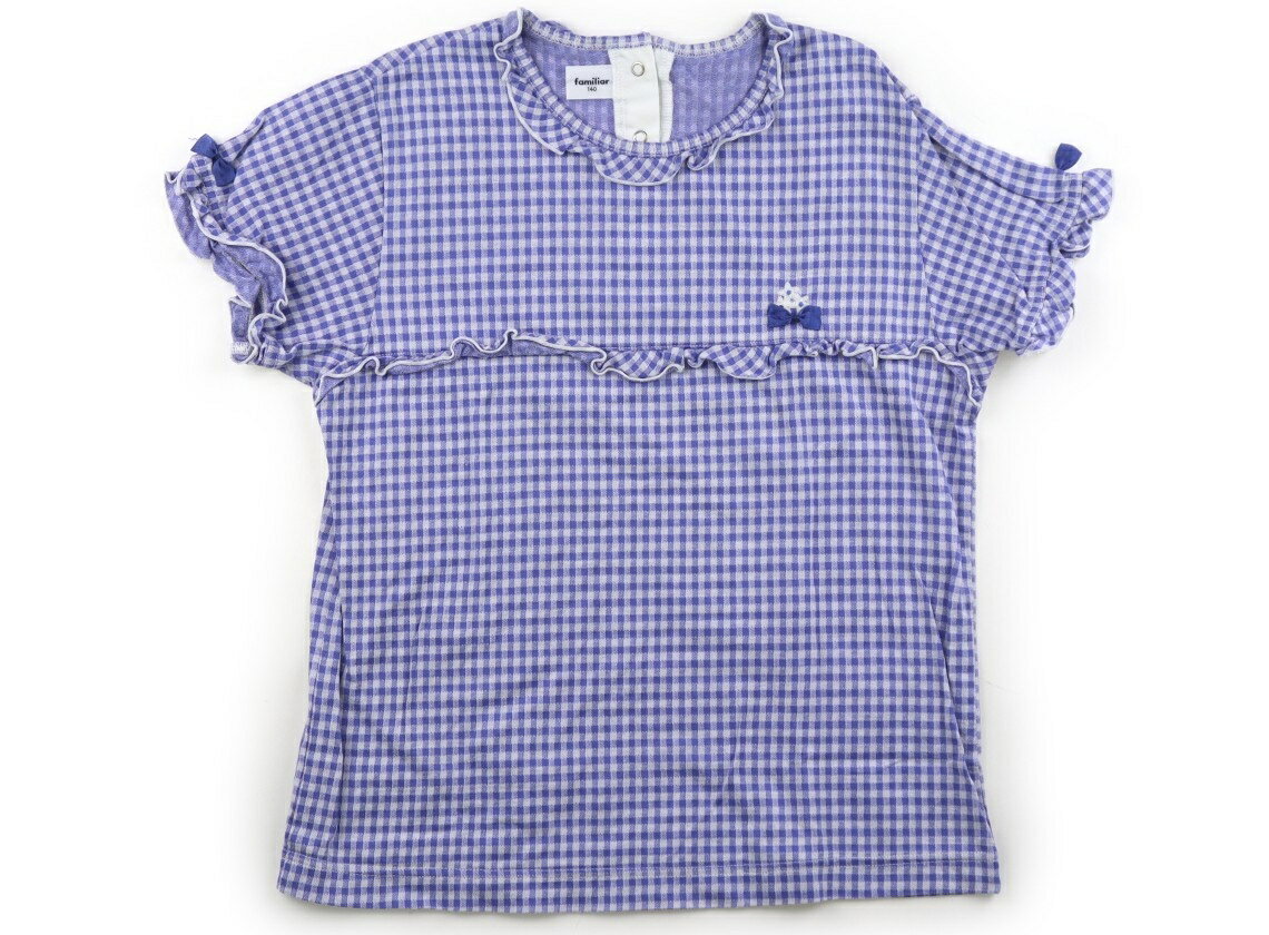 ファミリア familiar Tシャツ・カットソー 140 女の子 スモーキーブルーチェック 子供服 ベビー服 キッズ アウトレット ユーズド 【中古】キッズ・ベビー・マタニティ