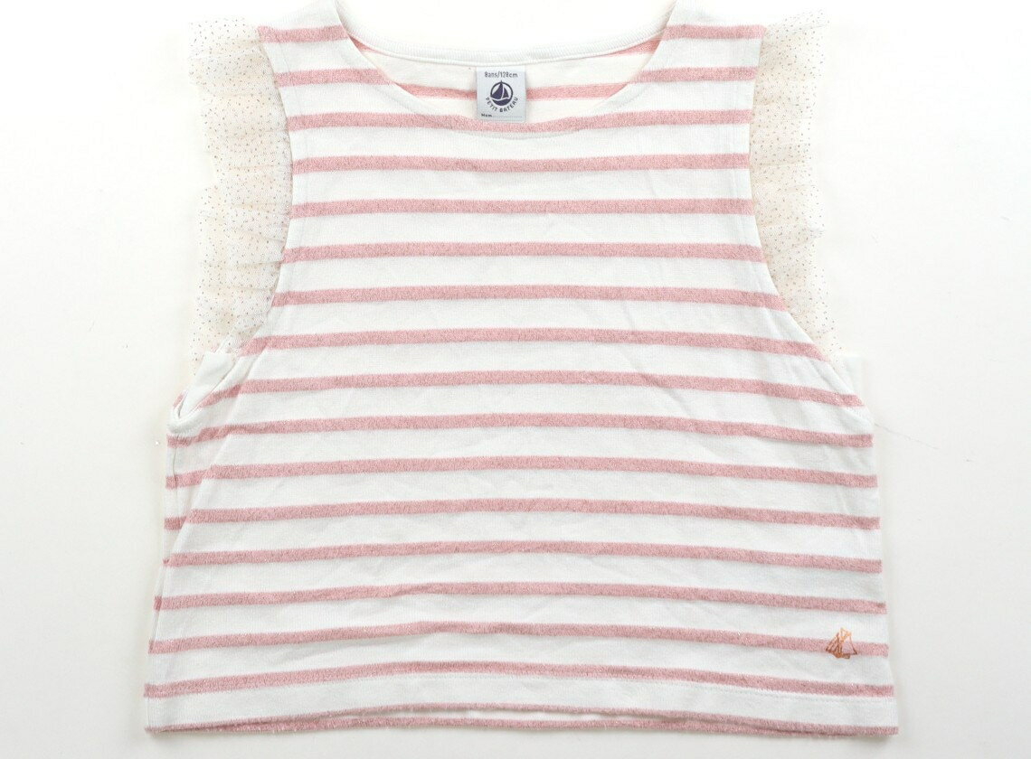 プチバトー PETIT BATEAU Tシャツ・カットソー 120 女の子 ボーダー　ラメ 子供服 ベビー服 キッズ アウトレット ユーズド 【中古】キッズ・ベビー・マタニティ