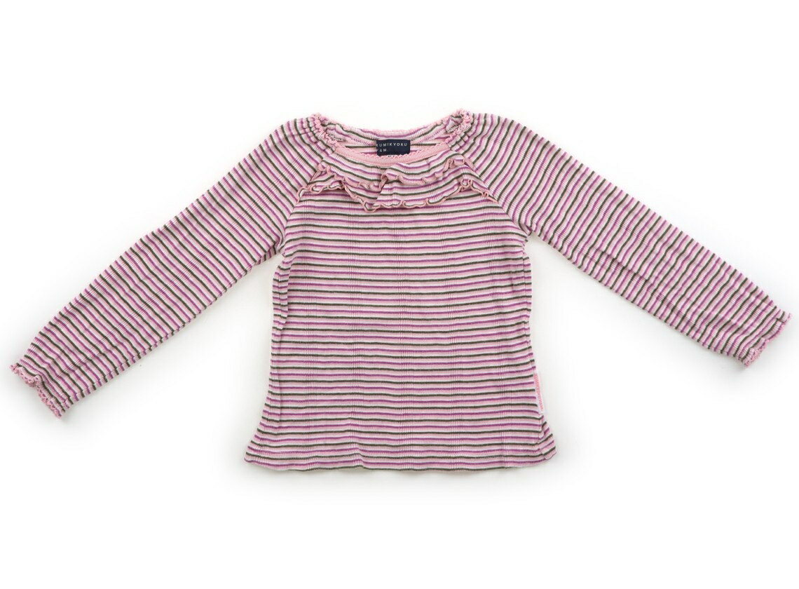 組曲 Kumikyoku Tシャツ・カットソー 100 女の子 ピンク・白・緑ボーダー 子供服 ベビー服 キッズ アウトレット ユーズド 【中古】キッズ・ベビー・マタニティ