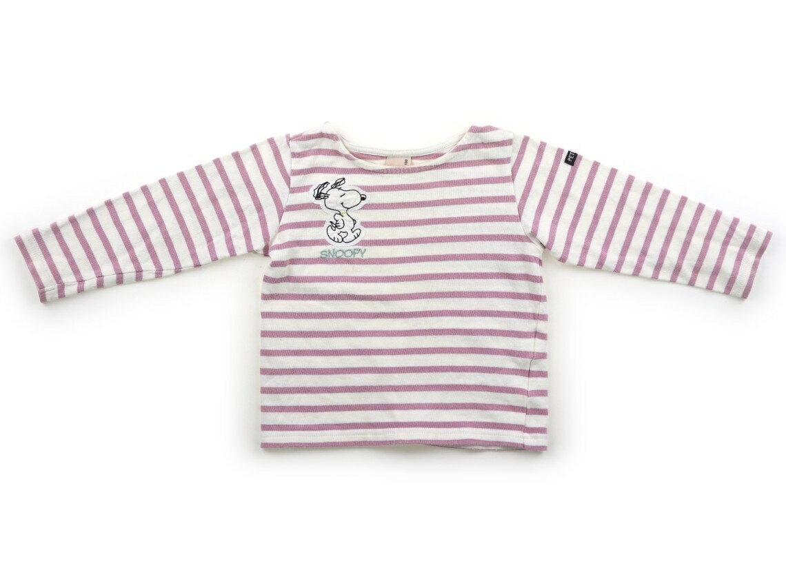 プティマイン petit main Tシャツ・カットソー 100 女の子 白、パープルボーダー、スヌーピー 子供服 ベビー服 キッズ アウトレット ユーズド 【中古】キッズ・ベビー・マタニティ