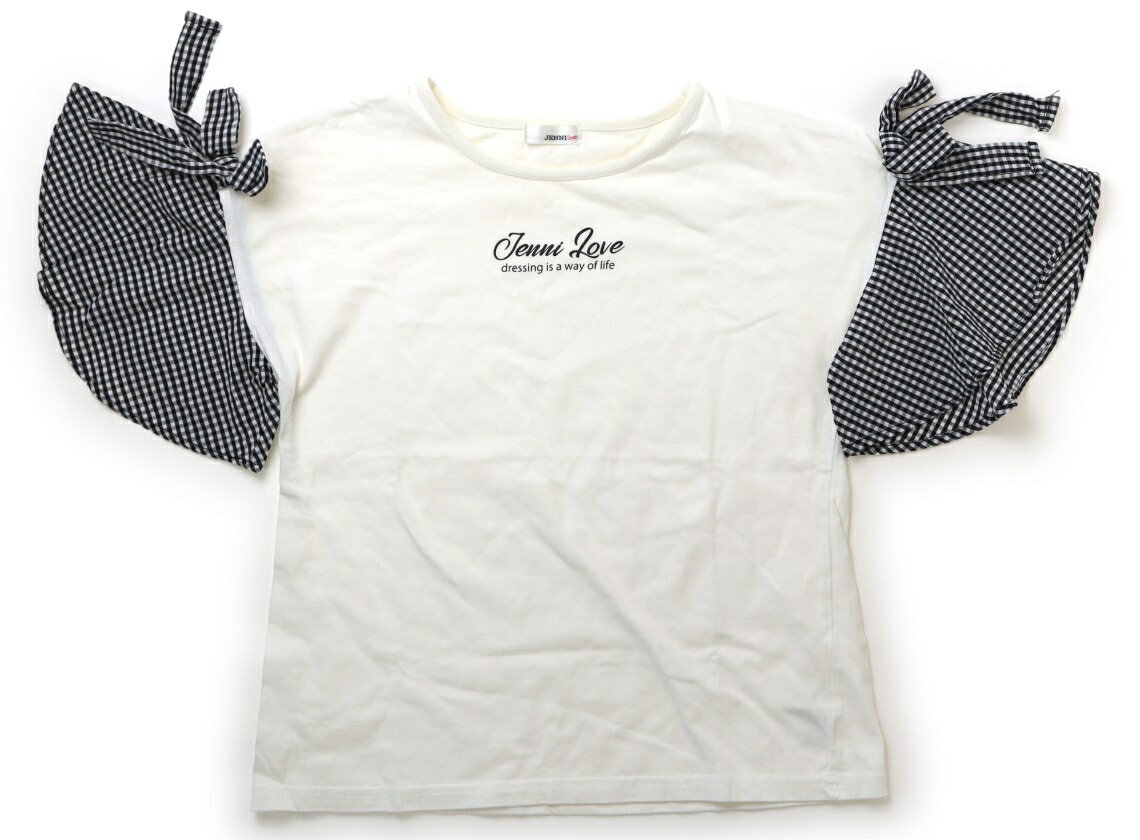 ジェニィ JENNI Tシャツ カットソー 160 女の子 白 ブランドロゴ 格子柄 子供服 ベビー服 キッズ アウトレット ユーズド 【中古】キッズ ベビー マタニティ