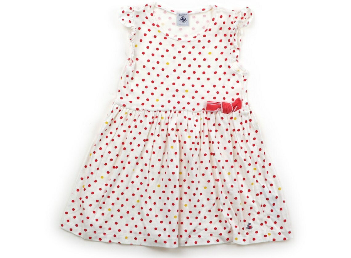 プチバトー PETIT BATEAU ワンピース 110 女の子 白、赤・黄色ドット、リボン 子供服 ベビー服 キッズ アウトレット ユーズド 【中古】キッズ・ベビー・マタニティ