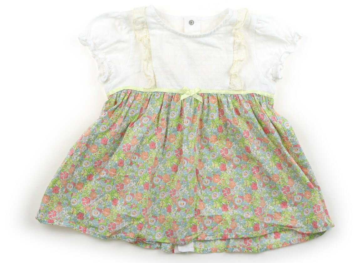 べべ BeBe チュニック 80 女の子 オフ・ライム・ピンク花柄 子供服 ベビー服 キッズ アウトレット ユーズド 【中古】キッズ・ベビー・マタニティ