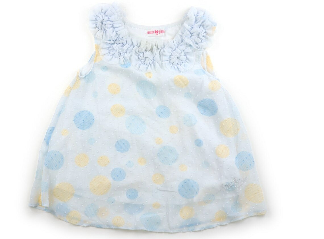 メゾピアノ mezzo piano チュニック 130 女の子 サックス・フラワーモチーフ・ドット 子供服 ベビー服 キッズ アウトレット ユーズド 【中古】キッズ・ベビー・マタニティ