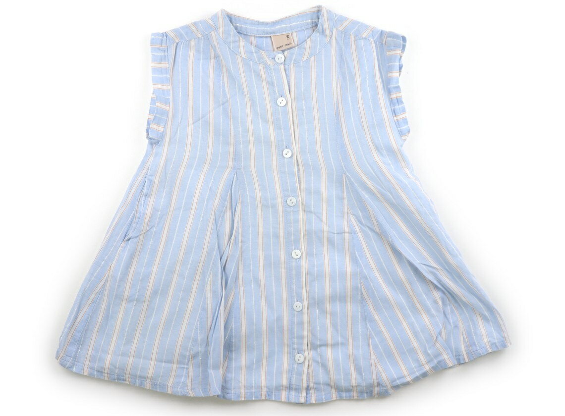 Rakuten - プティマイン petit main ワンピース 90 女の子 サックス・オレンジストライプ 子供服 ベビー服 キッズ アウトレット ユーズド 【中古】キッズ・ベビー・マタニティ