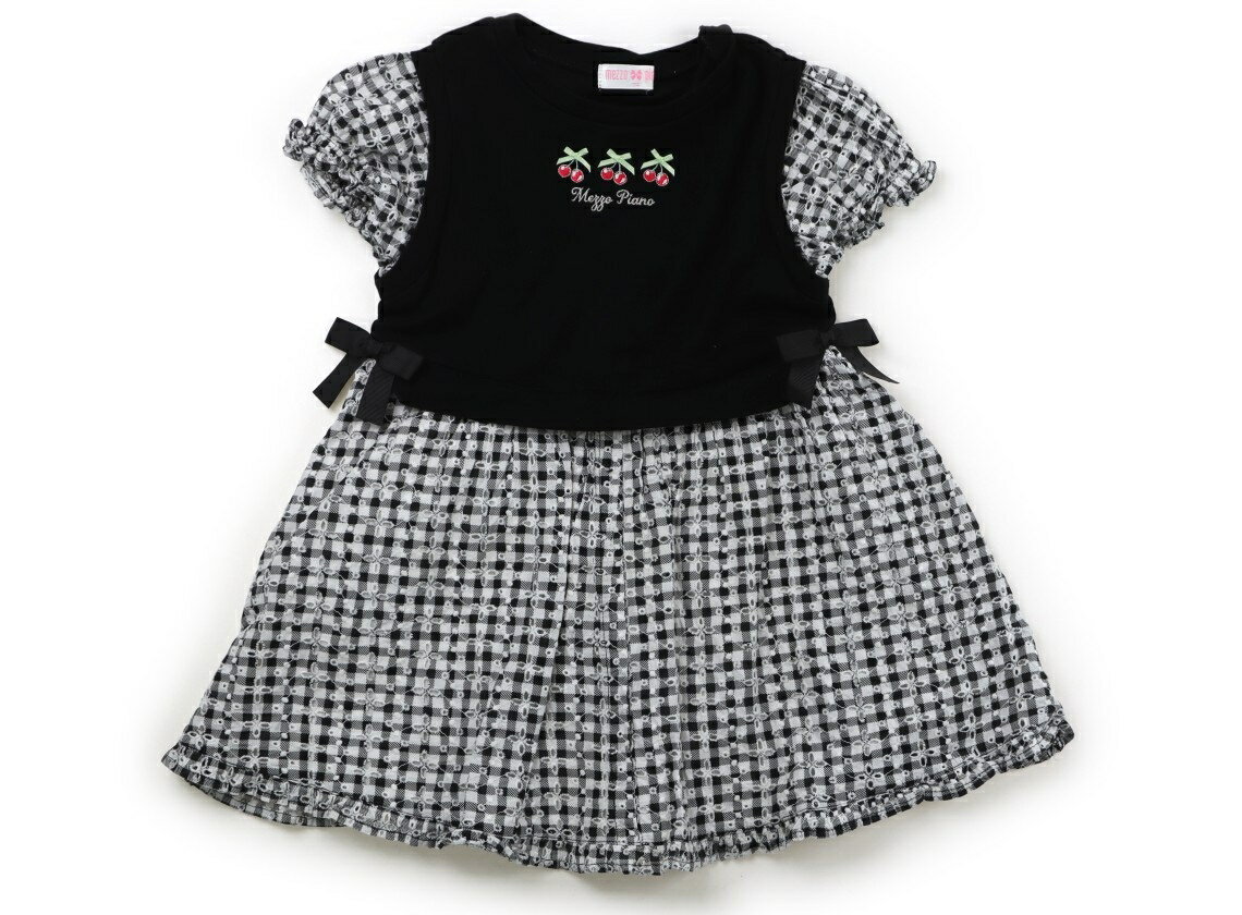 メゾピアノ mezzo piano ワンピース 110 女の子 黒、白、チェック 子供服 ベビー服 キッズ アウトレット ユーズド 【中古】キッズ・ベビー・マタニティ