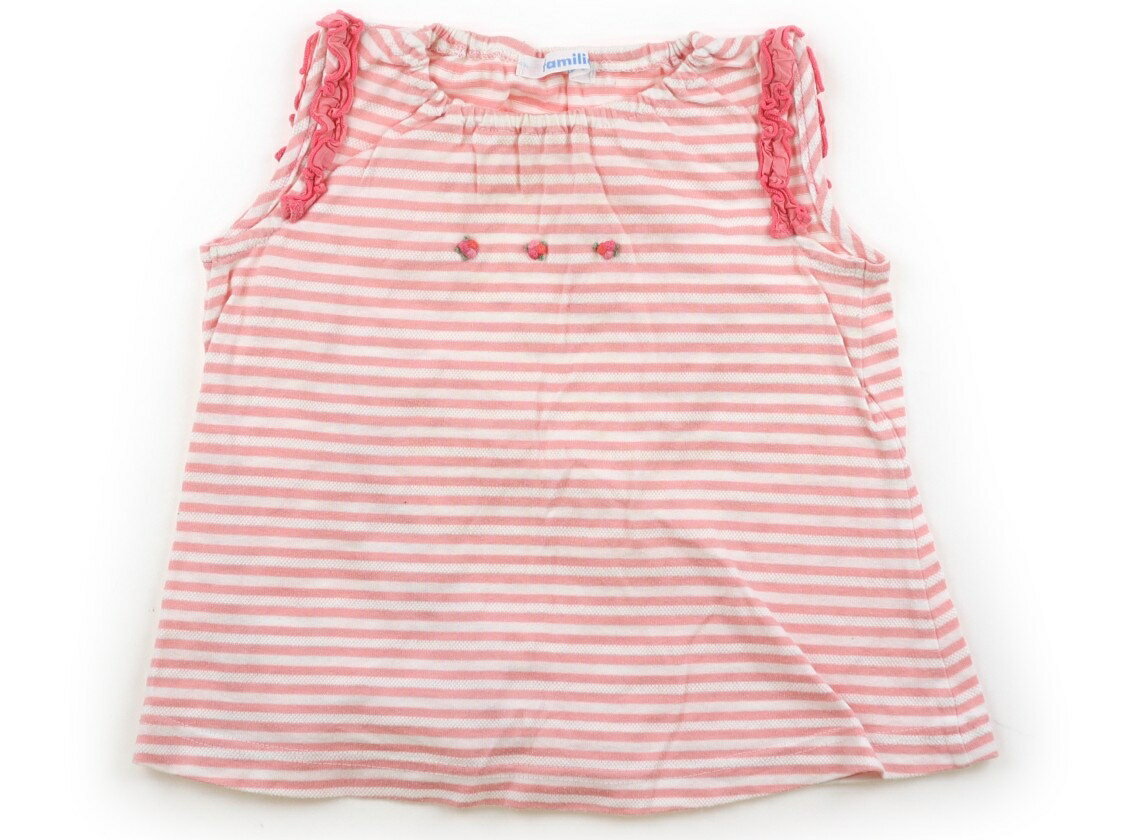 Familiar Tank Top/Camisole, Size 80, Girls, Salmon Pink/Off-Striped, Children's Clothing, Baby Clothes, Kids, Outlet, Used [Pre-owned] Kids, Baby, Maternity