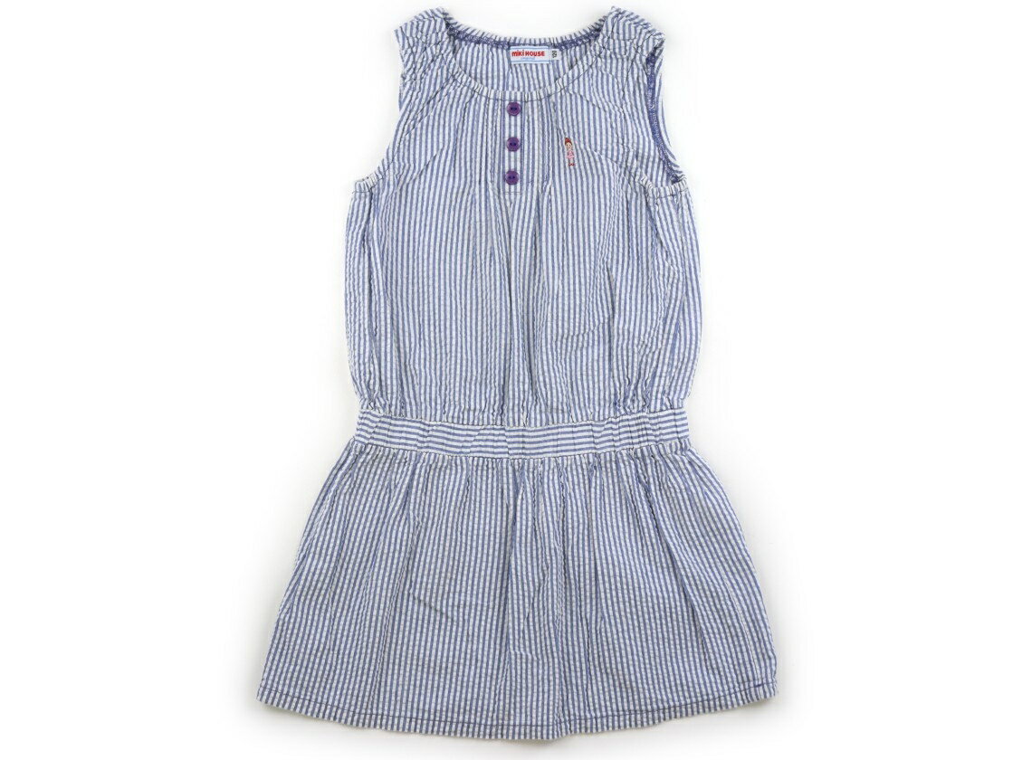 ミキハウス miki HOUSE ワンピース 120 女の子 青白ストライプ 子供服 ベビー服 キッズ アウトレット ユーズド 【中古】キッズ・ベビー・マタニティ