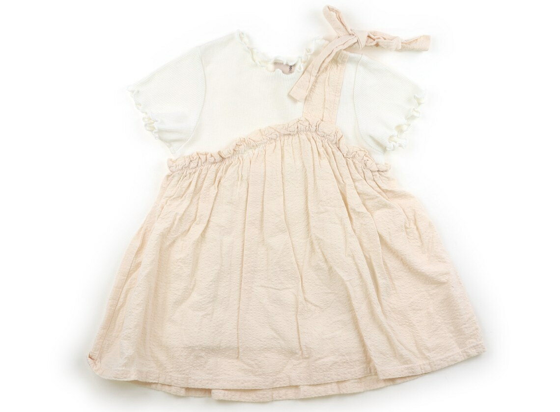 T-Shirts （Half Sleeves） - プティマイン petit main チュニック 100 女の子 白、ピーチ 子供服 ベビー服 キッズ アウトレット ユーズド 【中古】キッズ・ベビー・マタニティ