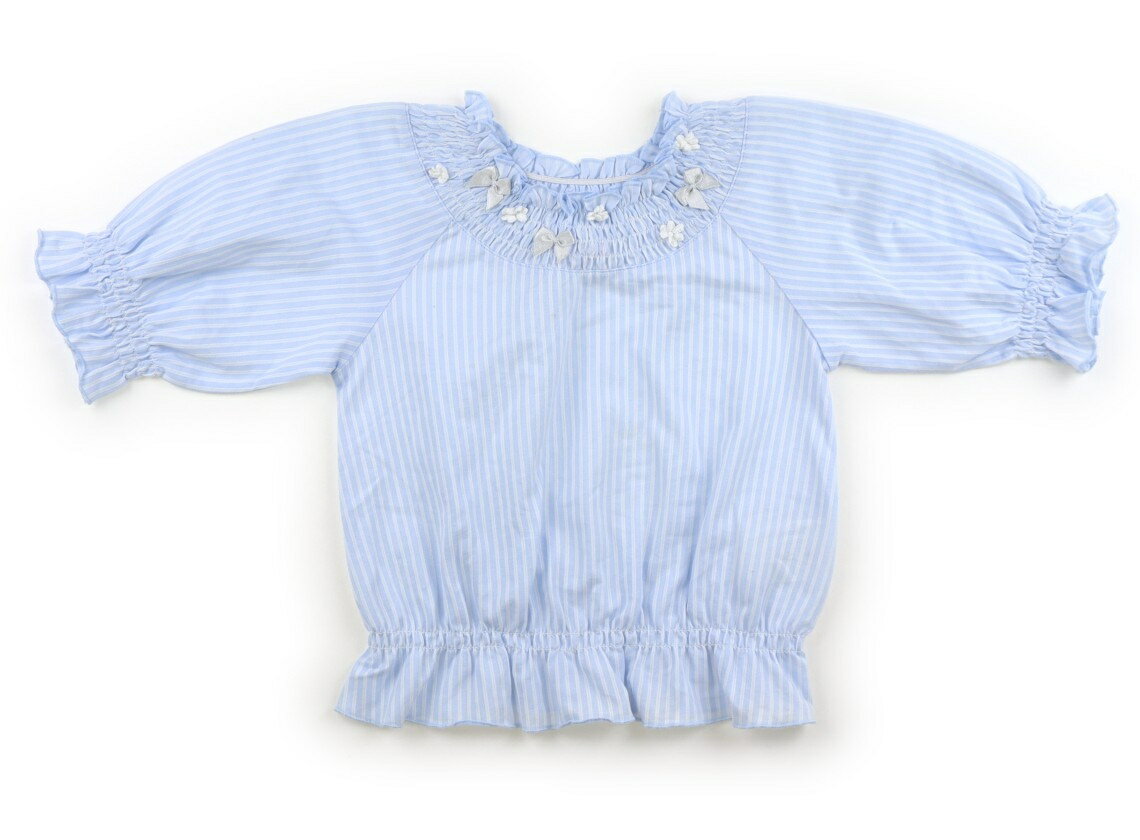 メゾピアノ mezzo piano シャツ・ブラウス 110 女の子 ブルー・ホワイト 子供服 ベビー服 キッズ アウトレット ユーズド 【中古】キッズ・ベビー・マタニティ