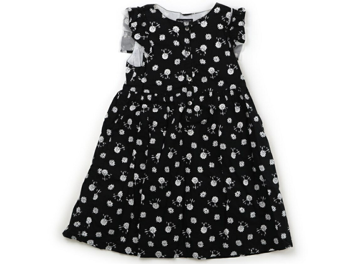べべ BeBe ワンピース 130 女の子 ブラック・ホワイト花柄 子供服 ベビー服 キッズ アウトレット ユーズド 【中古】キッズ・ベビー・マタニティ
