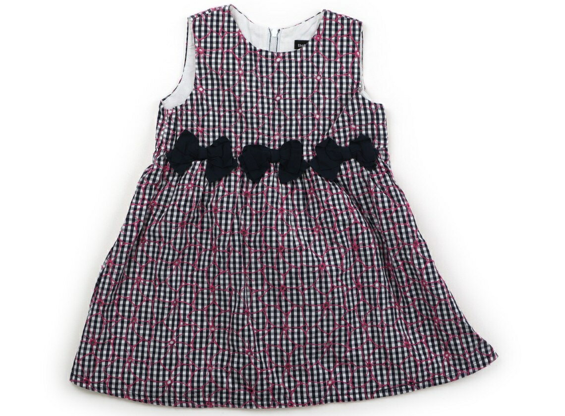 べべ BeBe ジャンパースカート 100 女の子 ブラックチェック・ピンク刺繍 子供服 ベビー服 キッズ アウトレット ユーズド 【中古】キッズ・ベビー・マタニティ