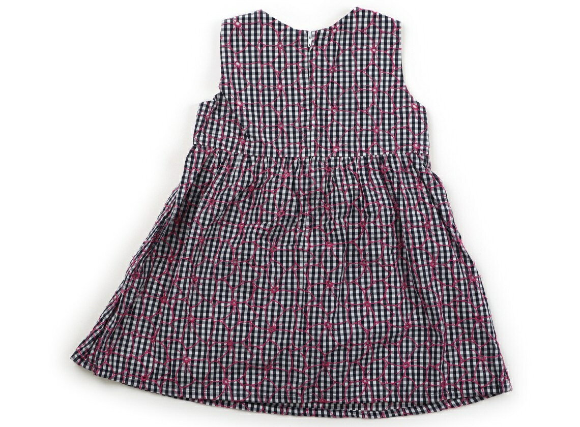 べべ BeBe ジャンパースカート 100 女の子 ブラックチェック・ピンク刺繍 子供服 ...