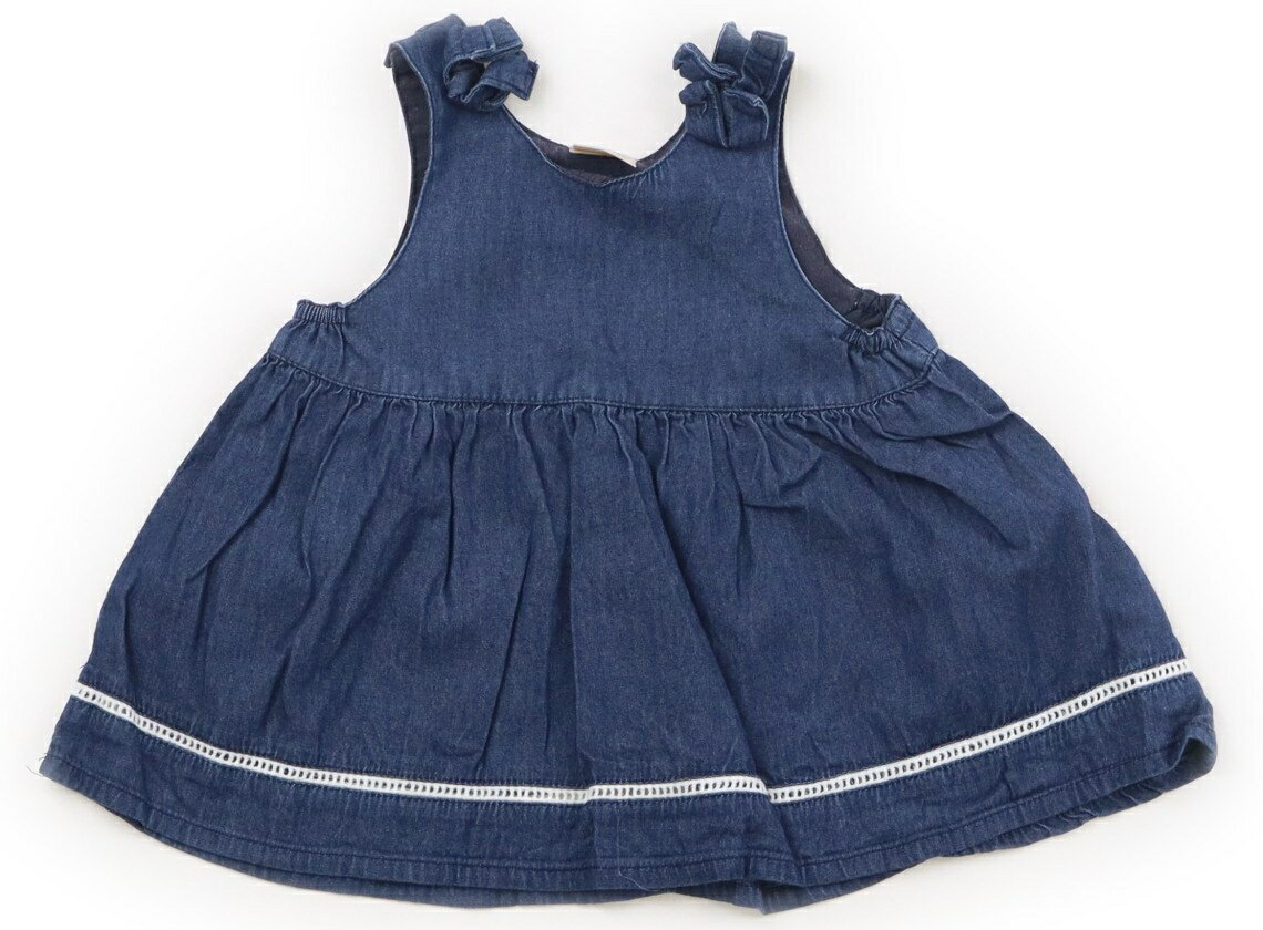 プティマイン petit main ジャンパースカート 70 女の子 ブルー・ホワイト 子供服 ベビー服 キッズ アウトレット ユーズド 【中古】キッズ・ベビー・マタニティ