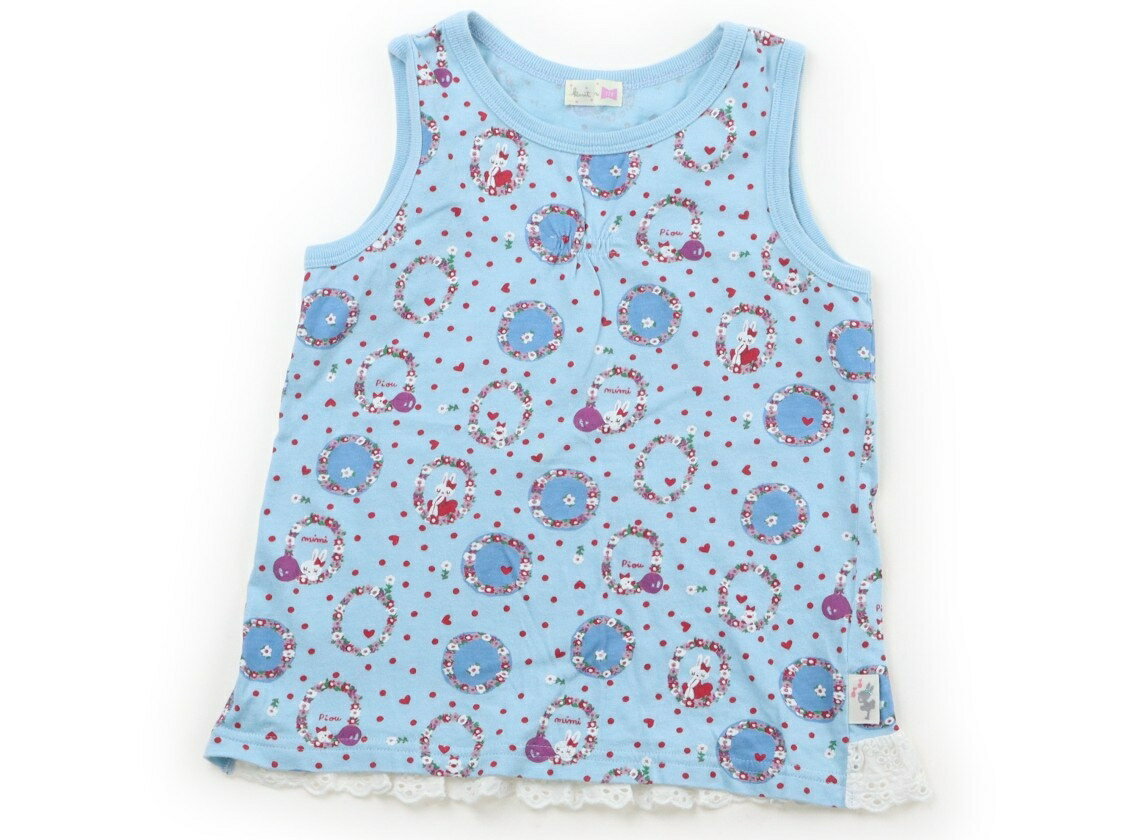 Knit Planner (KP) Tank Top/Camisole, Size 120, Girls, Pastel Blue/Red Floral Wreath Pattern, Children's Clothing, Baby Clothing, Kids, Outlet, Used [Pre-owned] Kids, Baby, Maternity