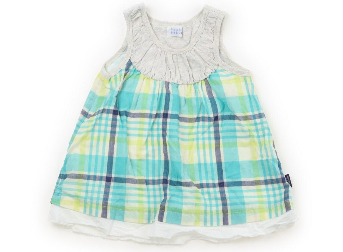 Dresses - ハッカ HAKKA ワンピース 90 女の子 杢グレー・グリーン×ネイビーチェック 子供服 ベビー服 キッズ アウトレット ユーズド 【中古】キッズ・ベビー・マタニティ