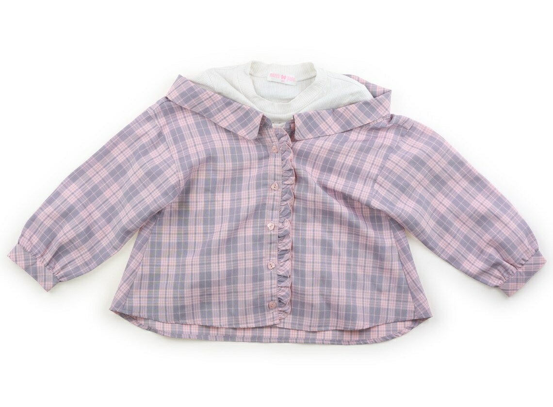 メゾピアノ mezzo piano シャツ・ブラウス 120 女の子 ピンクグレーチェック・オフ 子供服 ベビー服 キッズ アウトレット ユーズド 【中古】キッズ・ベビー・マタニティ