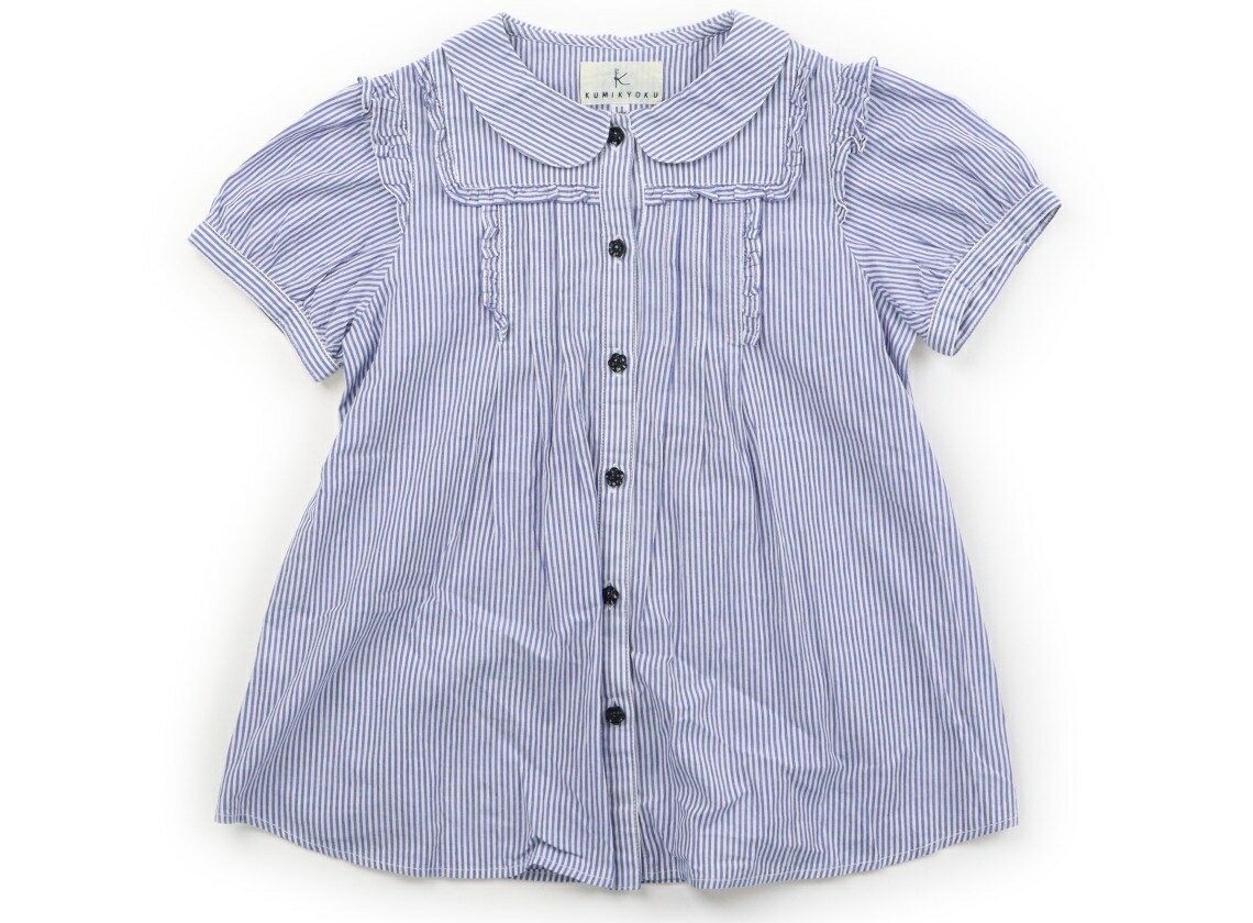 組曲 Kumikyoku シャツ・ブラウス 130 女の子 ストライプ柄ホワイトブルー 子供服 ベビー服 キッズ アウトレット ユーズド 【中古】キッズ・ベビー・マタニティ