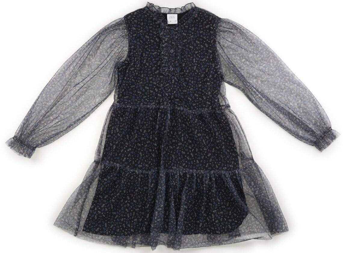 ザラ ZARA ワンピース 140 女の子 チャコールグレー、黒、ブルー系 子供服 ベビー服 キッズ アウトレット ユーズド 【中古】キッズ・ベビー・マタニティ