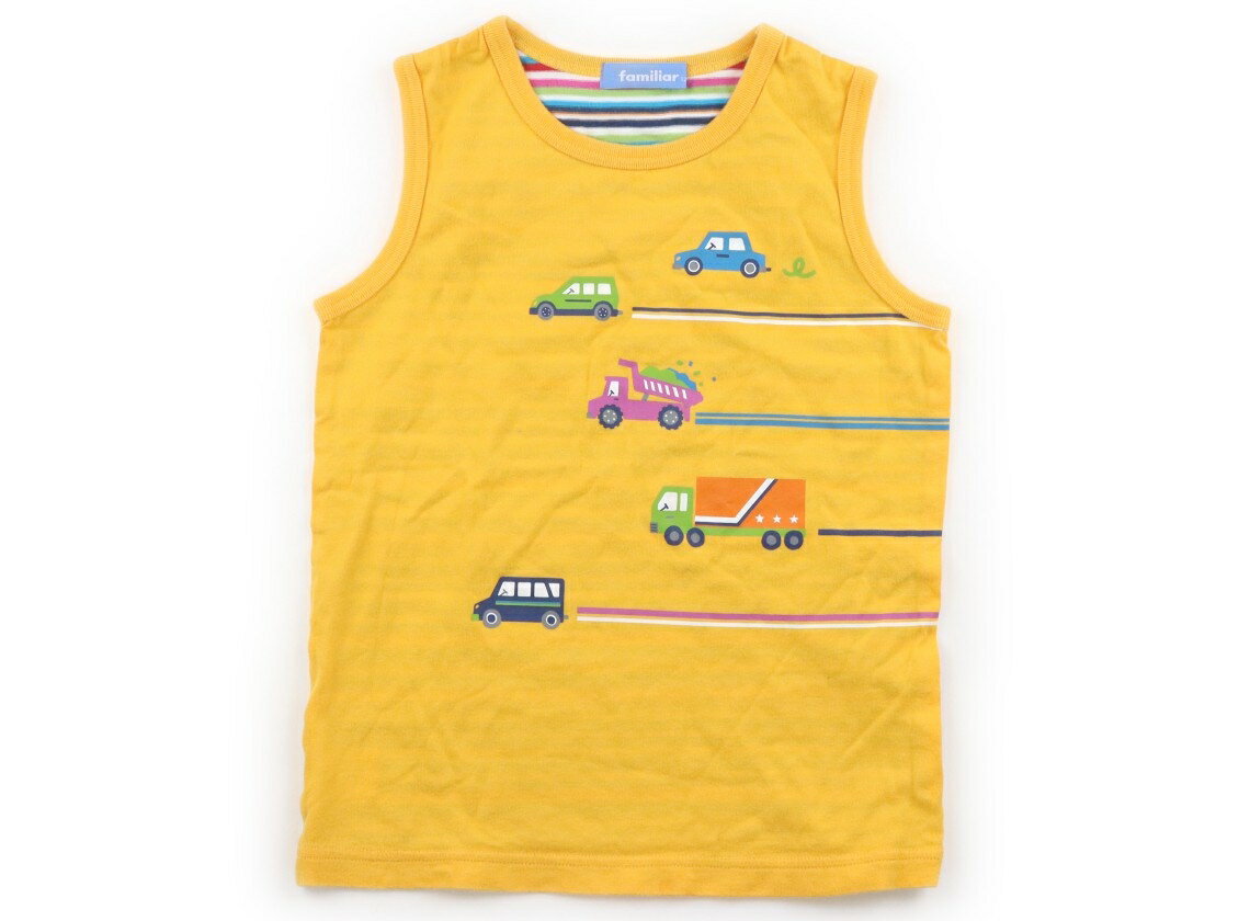 Familiar Tank Top/Camisole, Size 120, Boys, Orange, Car, Multicolor Stripe, Children's Clothing, Baby Clothes, Kids, Outlet, Used [Pre-owned] Kids, Baby, Maternity
