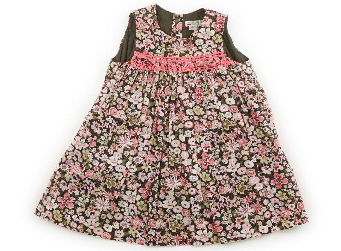Rakuten - ボンポワン bonpoint ワンピース 80 女の子 花柄カーキピンクブラック 子供服 ベビー服 キッズ アウトレット ユーズド 【中古】キッズ・ベビー・マタニティ