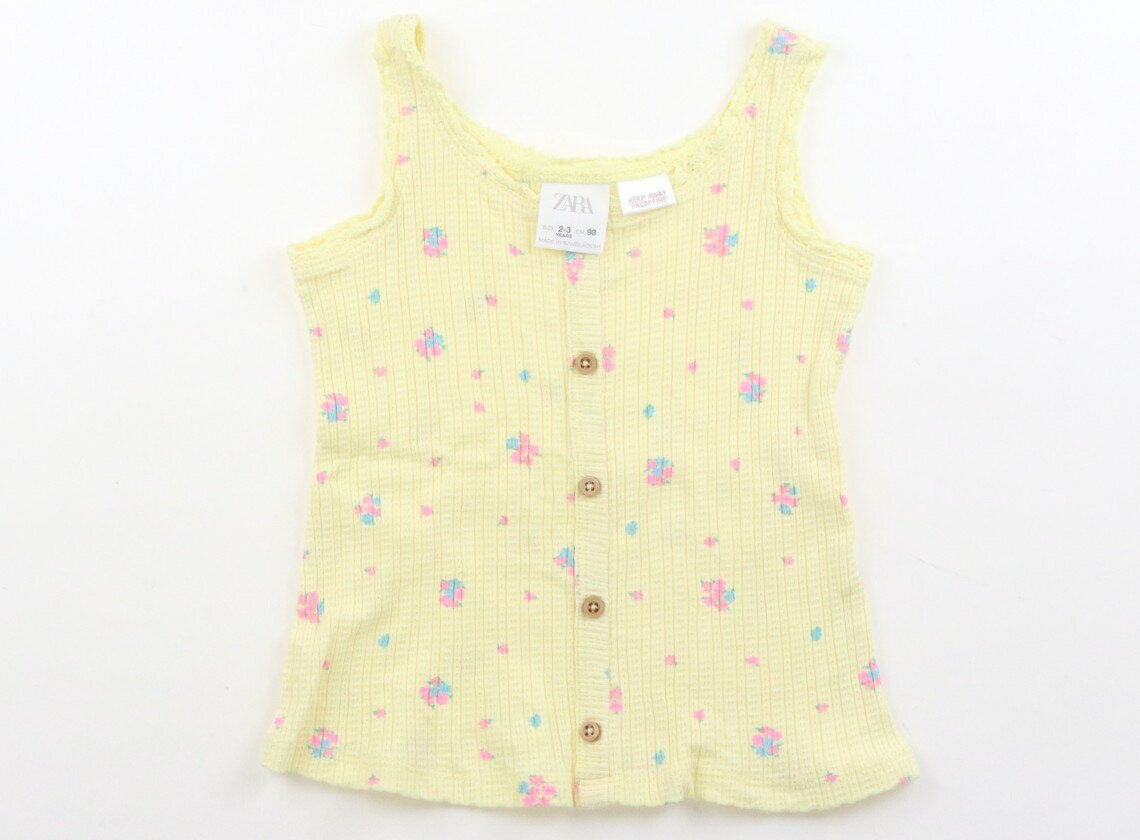ZARA Tank Top/Camisole, Size 95, Girls, Lemon/Pink Floral Print, Children's Clothing, Baby Clothes, Kids, Outlet, Used [Pre-owned] Kids, Baby, Maternity