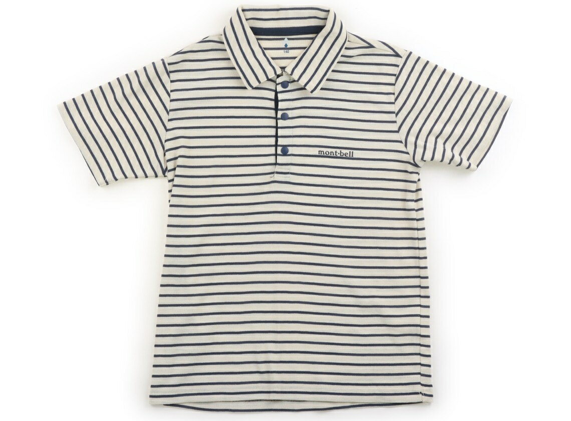 モンベル mont-bell Tシャツ カットソー 140 女の子 ベージュ 紺 ボーダー 子供服 ベビー服 キッズ アウトレット ユーズド 【中古】キッズ ベビー マタニティ