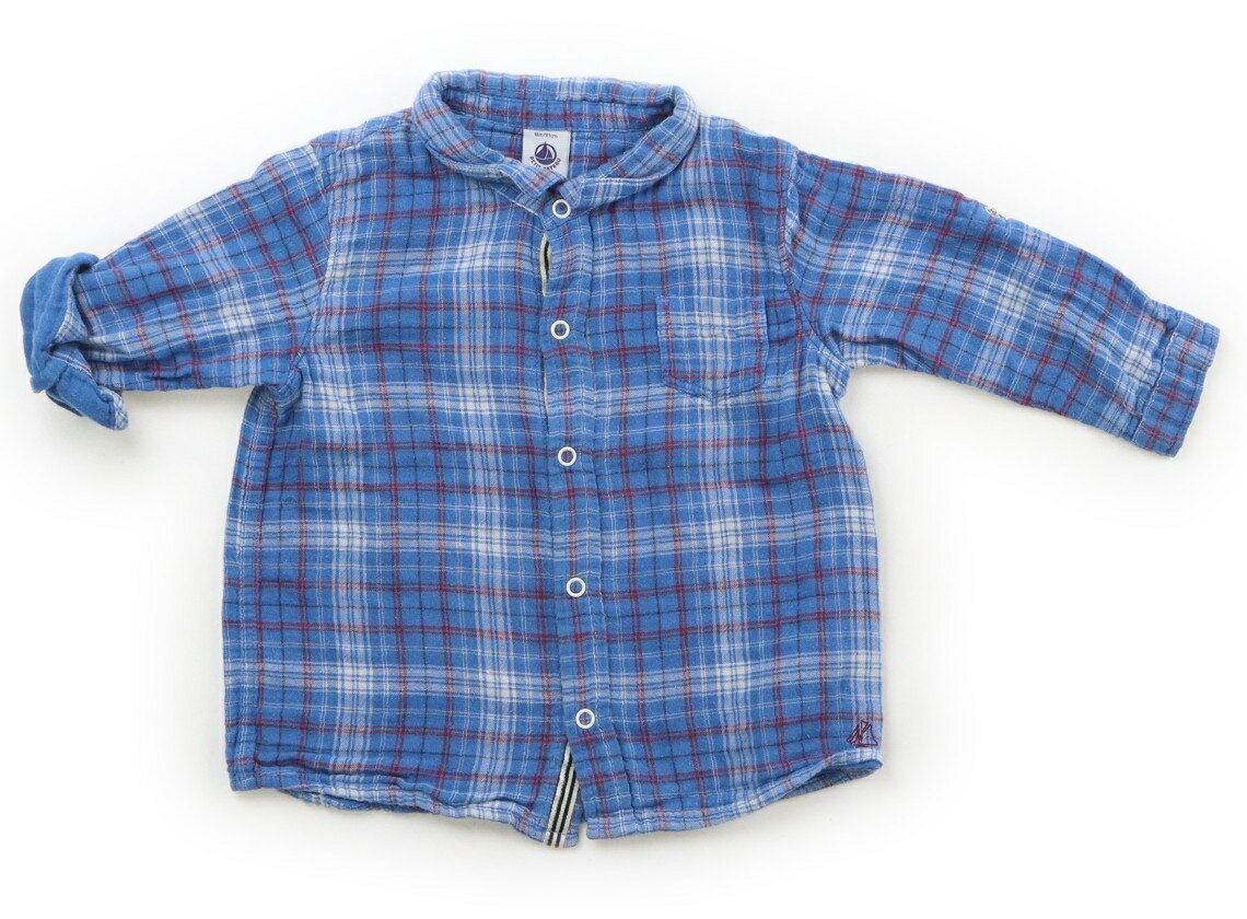 プチバトー PETIT BATEAU シャツ・ブラウス 80 男の子 ブルー系チェック 子供服 ベビー服 キッズ アウトレット ユーズド 【中古】キッズ・ベビー・マタニティ