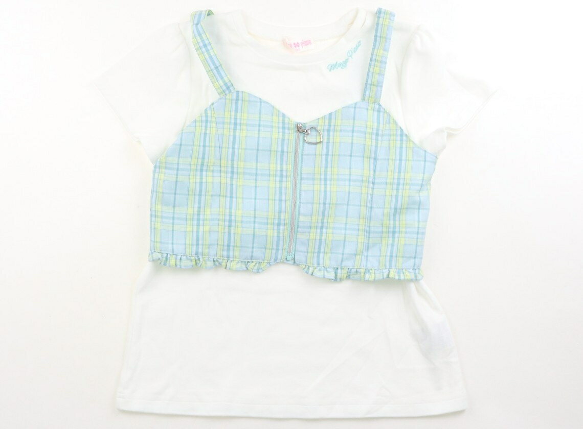 メゾピアノ mezzo piano Tシャツ・カットソー 140 女の子 白、チェック柄 子供服 ベビー服 キッズ アウトレット ユーズド 【中古】キッズ・ベビー・マタニティ