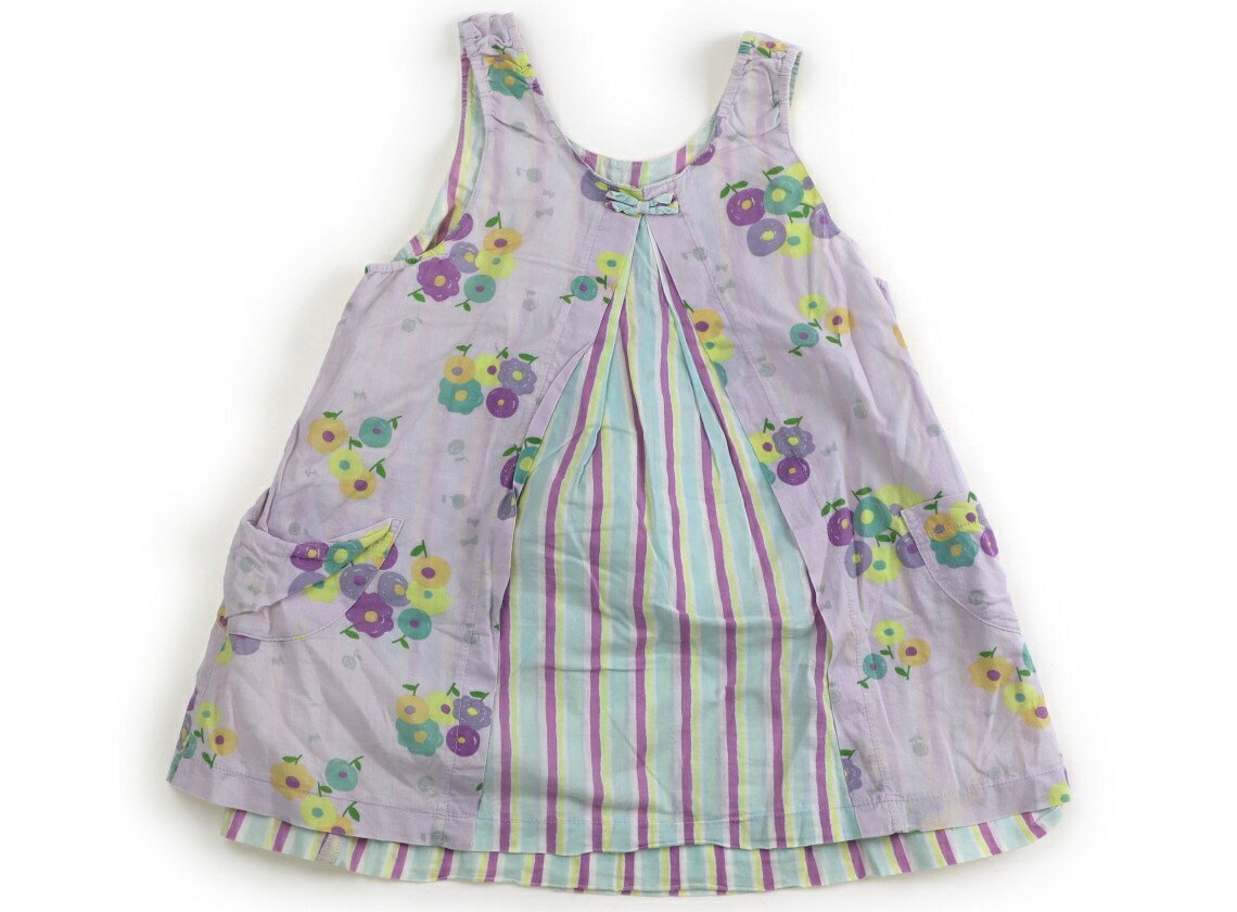 Jumpers - ニットプランナー（KP） Knit Planner(KP) ジャンパースカート 100 女の子 水色紫ストライプ・紫花柄 子供服 ベビー服 キッズ アウトレット ユーズド 【中古】キッズ・ベビー・マタニティ