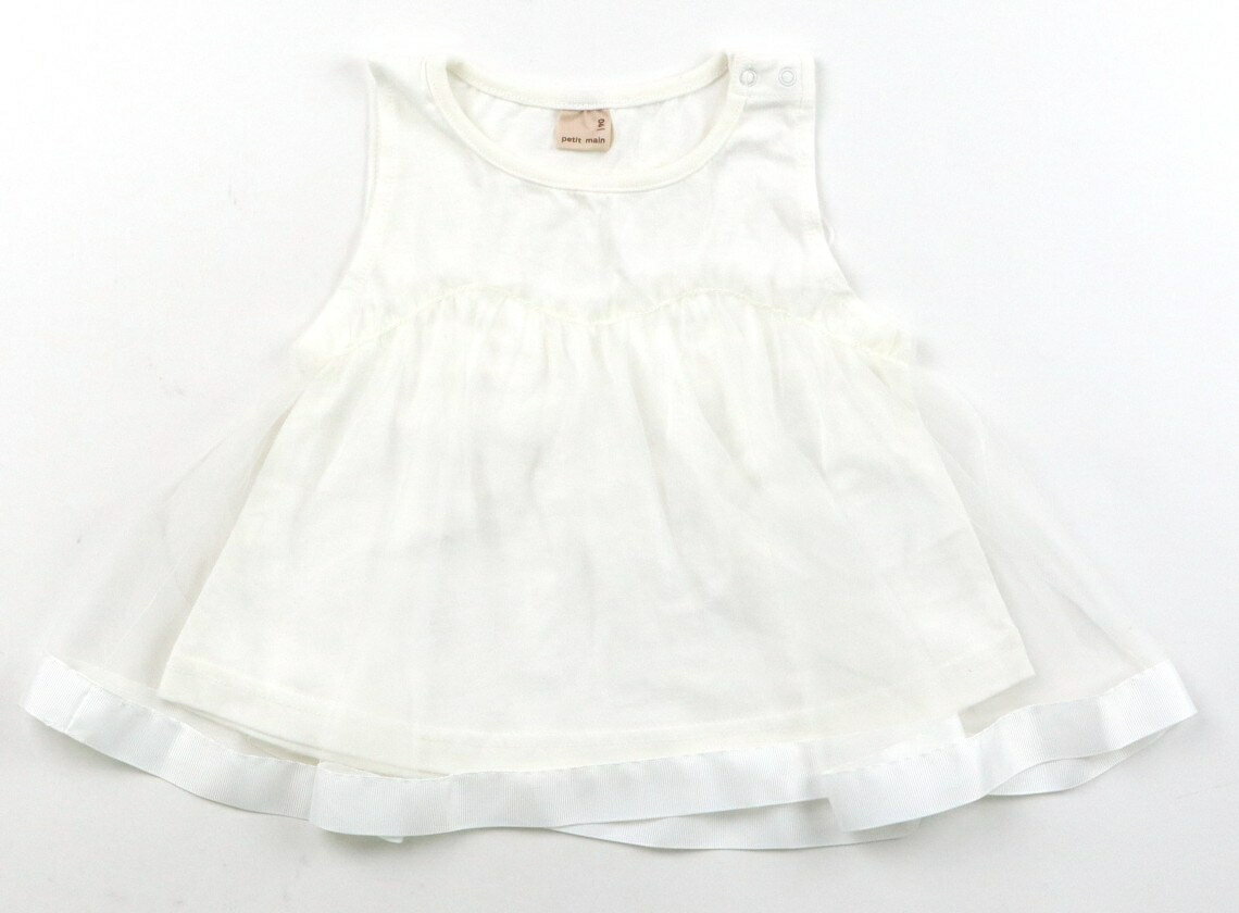 Petit Main tank top/camisole, size 90, girls, off-white, children's clothing, baby clothes, kids, outlet, used. [Pre-owned] Kids, Baby, Maternity