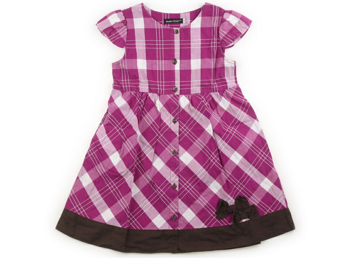 べべ BeBe ワンピース 120 女の子 赤紫白チェック 子供服 ベビー服 キッズ アウトレット ユーズド 【中古】キッズ・ベビー・マタニティ
