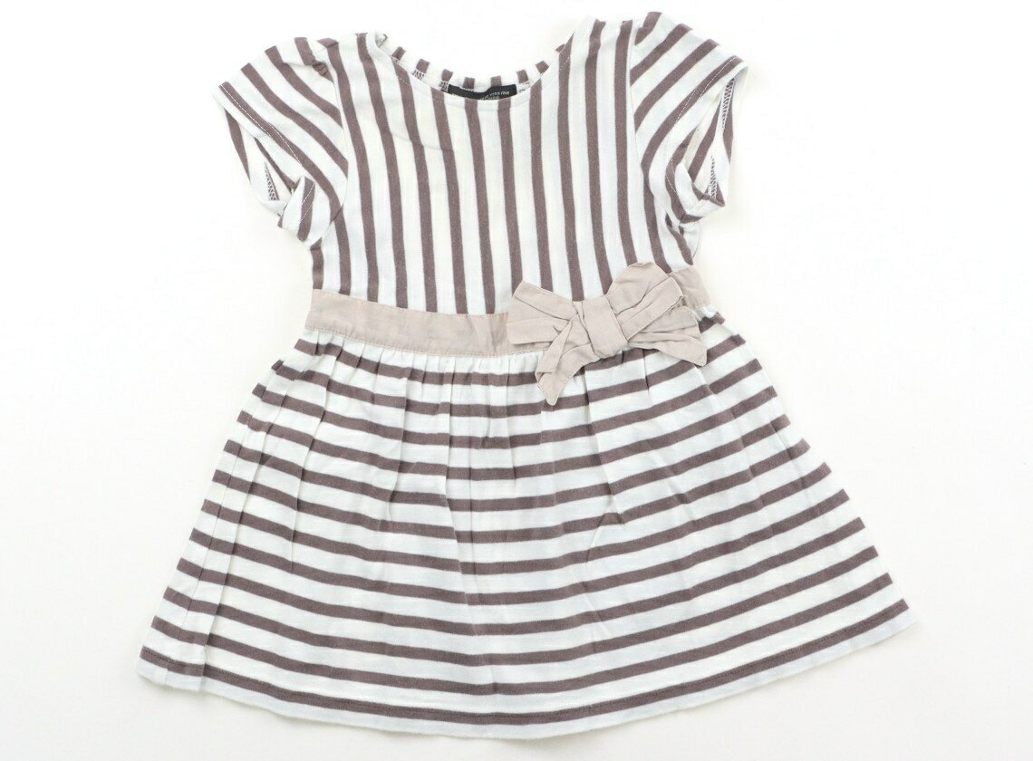 べべ BeBe ワンピース 80 女の子 白ブラウンストライプ 子供服 ベビー服 キッズ アウトレット ユーズド 【中古】キッズ・ベビー・マタニティ