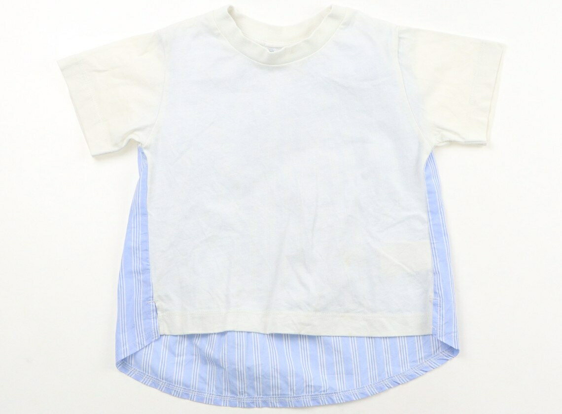 ビームス BEAMS Tシャツ・カットソー 100 女の子 白　ブルー　ストライプ 子供服 ベビー服 キッズ アウトレット ユーズド 【中古】キッズ・ベビー・マタニティ