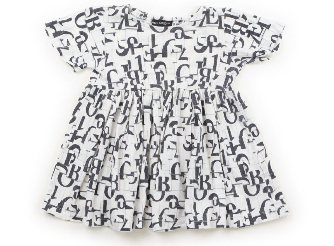 べべ BeBe Tシャツ・カットソー 90 女の子 英字プリント総柄　白地 子供服 ベビー服 キッズ アウトレット ユーズド 【中古】キッズ・ベビー・マタニティ