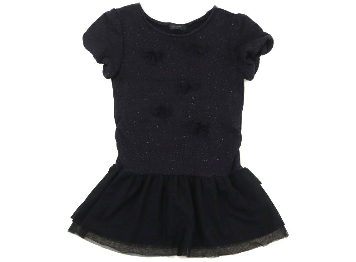 アルチザン ARTISAN トレーナー・プルオーバー 130 女の子 黒　リボン　ラメ 子供服 ベビー服 キッズ アウトレット ユーズド 【中古】キッズ・ベビー・マタニティ
