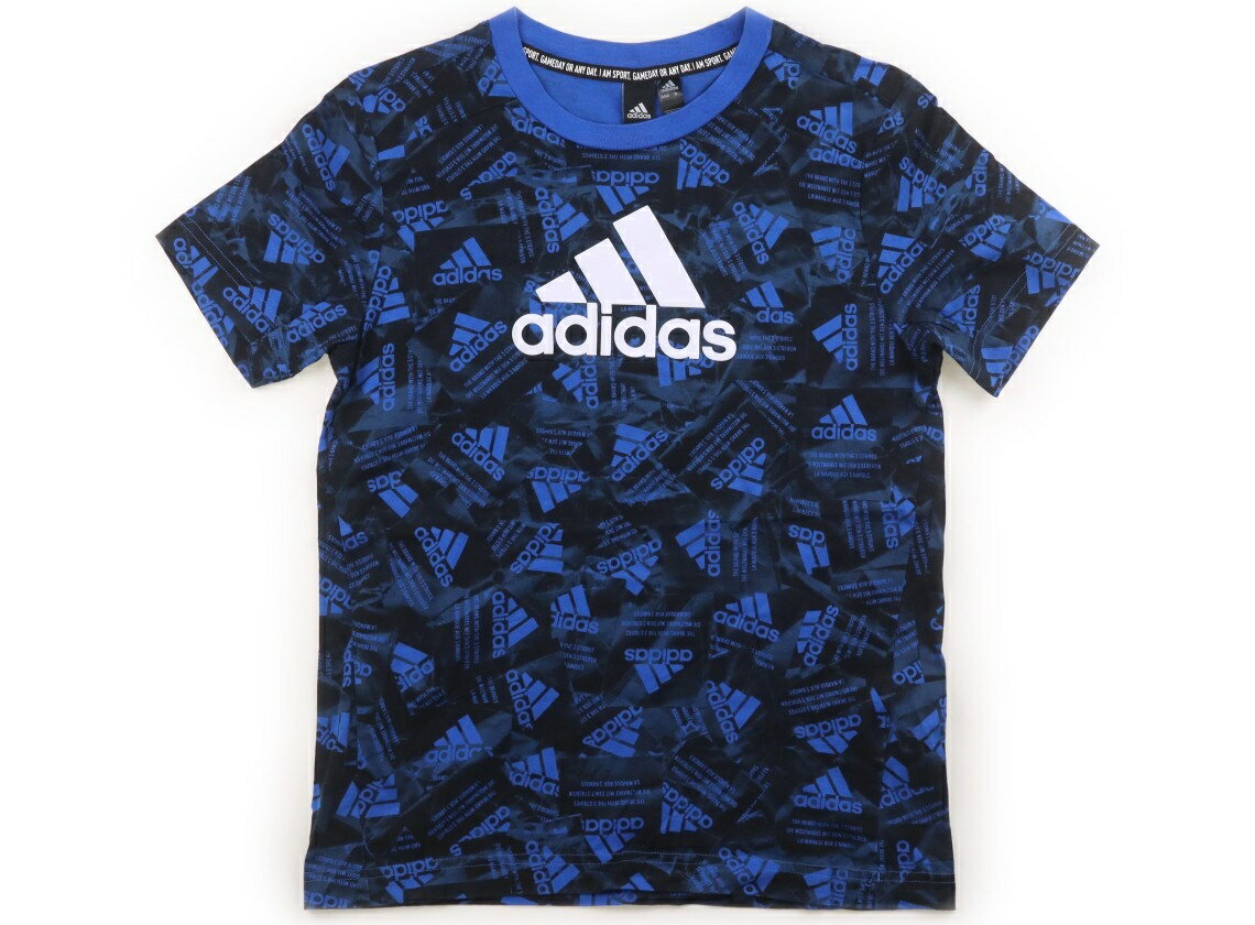 アディダス Adidas Tシャツ・カットソー 150 男の子 ブラック・ブルーロゴ 子供服 ベビー服 キッズ アウトレット ユーズド 【中古】キッズ・ベビー・マタニティ